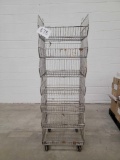 Rolling Bin Rack, 7 Wire Bins, approx 6 feet tall, Can Be Dissassembled