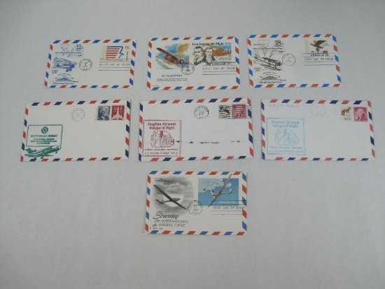 Six US Postal Air Mail Covers includes 1977 Northwest Orient Inaugural Flight, 1978 Hughes Airwest
