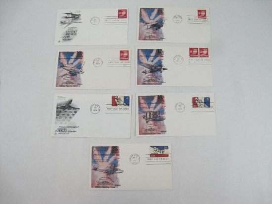 Seven 1973-74 U.S. Airmail Postal Rate Covers, Ford Tri-Motor "Tin Goose", Douglas DC-3 "Gooney",