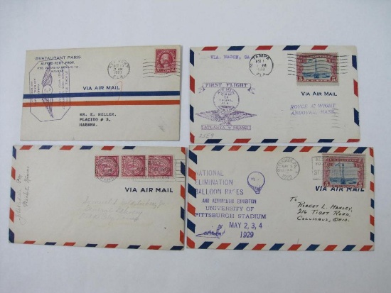 Four Vintage Air Mail Covers including 1927 First Flight Key West to Havana, 1929 National