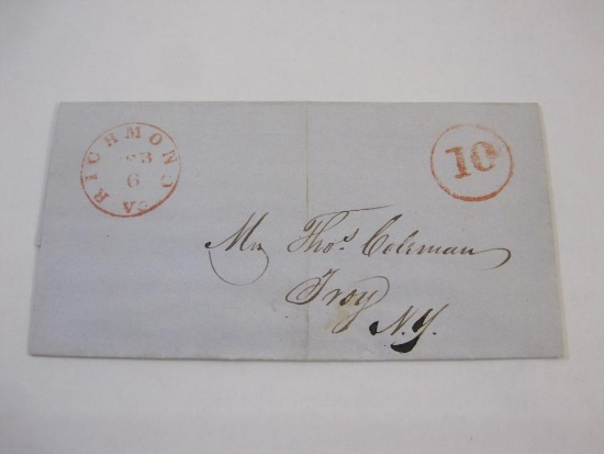 1847 Red Richmond Virginia Stampless Cover