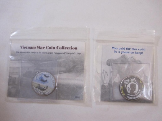 Two Vietnam War Coin Collection Uncirculated Colorized Half-Dollar Coins including Operation Chopper