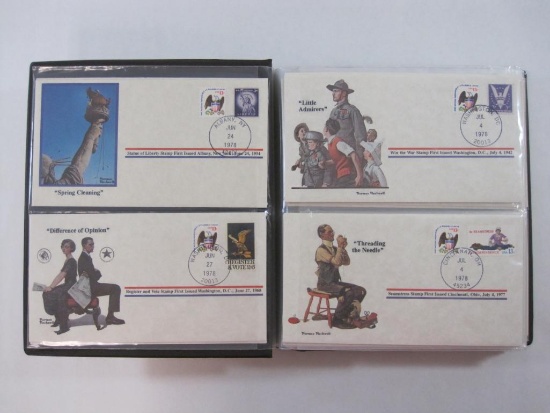 Collection of 1978-80 Norman Rockwell Commemorative Covers of Historical Stamps in 24 Page Showgard