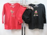 Two Quacker Factory Holiday Garments in a Stocking, Black Tree Dress, Red Drink Top, Medium, 1 lb 9
