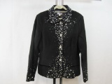 Joan Rivers Knows Best Tailored Jacket, Black with Rhinestone and Pearl, Large, 1 lb 11 oz