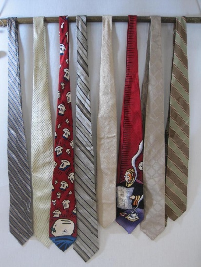 Assorted Neutral Ties including two Burton Morris funky designs 15oz