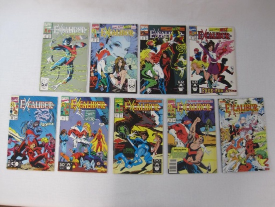 Excalibur, Nine Marvel Comics, Issues No. 31-38, Nov-June 1990-91, with Special Edition 1987, 1 lb 2
