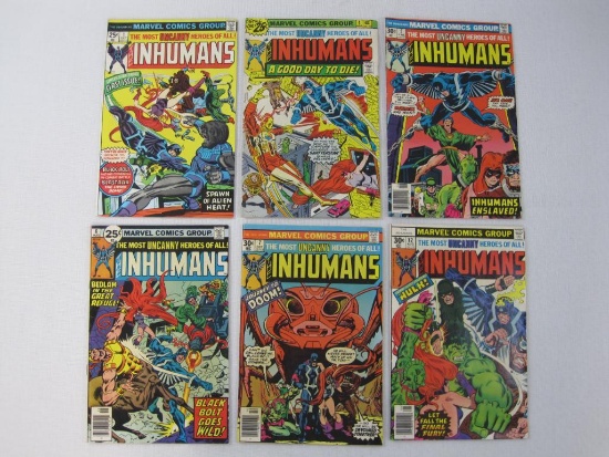 The Inhumans, Six Comic Books, Issues No. 1, Oct 1975, No. 4-7, Apr-Oct 1976, No. 12, Aug 1977,