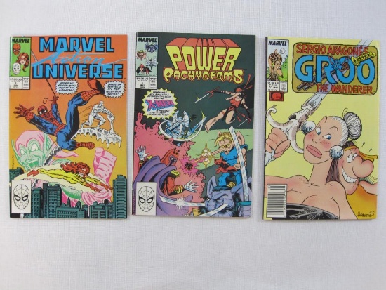 Three Marvel Comic Books 1989 includes Marvel Action Universe No. 1, Jan, Power Pachyderms No. 1,