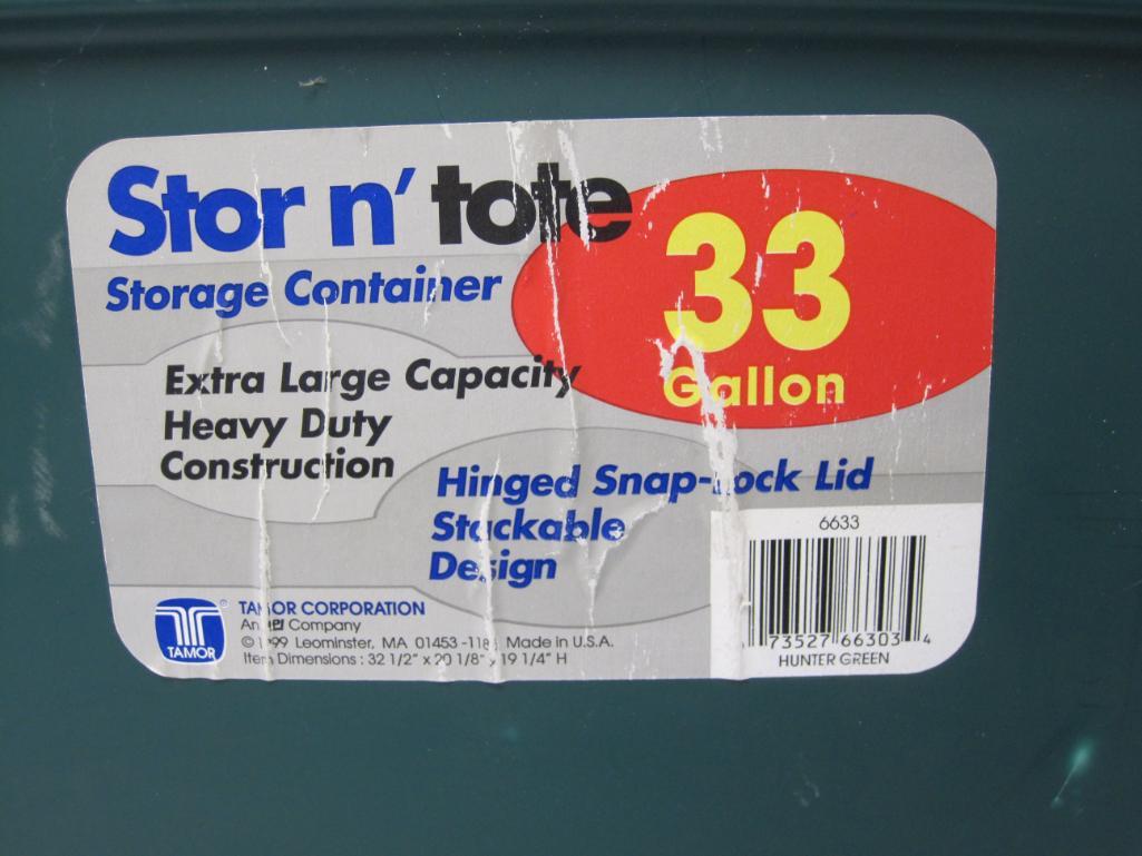 Extra Large 33 Gallon Plastic Storage Bin, Green