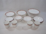 Chestnut Stripe Corelle Dish Set, Pieces included as shown