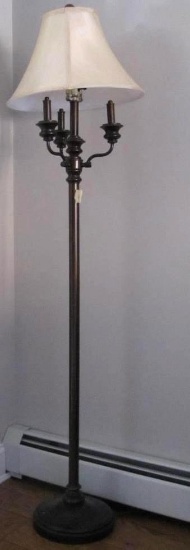 Metal Candelabra Style Standing Lamp With Linen Look Shade, Approx 5ft tall