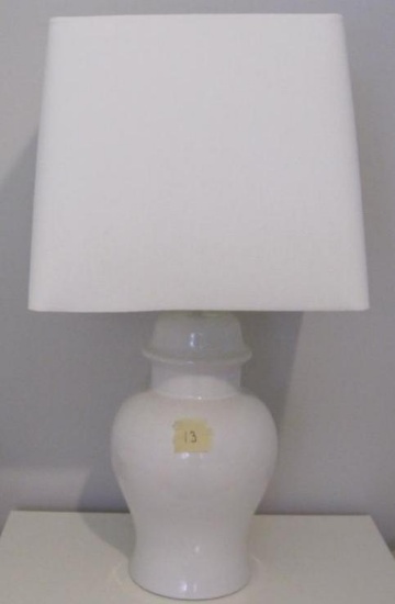 White Table Lamp With Shade Approx 27" Tall