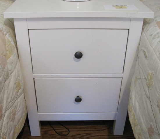 White Wooden Night Stand With Two Drawers Approx 22x15.5x26
