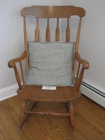 Natural Wood Rocking Chair With Cushion