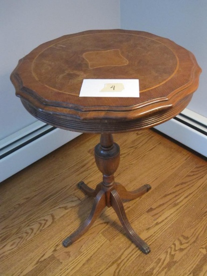 Round Wooden Inlaid Side Table measures 27 x 20 Inches