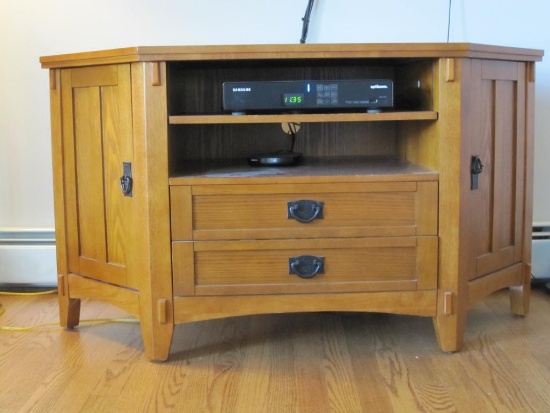 Wooden TV Stand/Cabinet With Metal Pulls 48x20x26 Inches (Cable Box is Not Included)