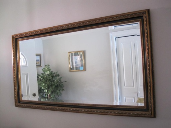 Gold Tone And Black Framed embellished Mirror Approx 54x29.5 Inches