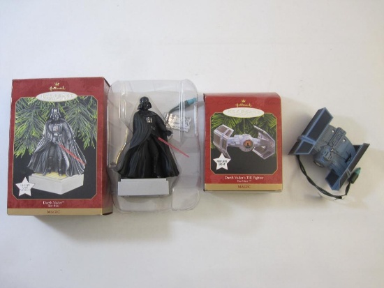 Two Star Wars Hallmark Keepsake Ornaments including Magic Darth Vader and Magic Darth Vader's TIE
