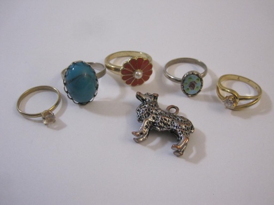 Costume Rings and Dog Pendant, 2 oz