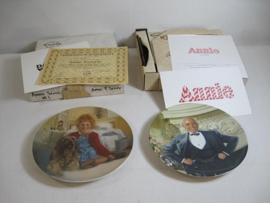Annie Collector's Plates including Annie and Sandy, Daddy Warbucks with COA in Original Box, 2lbs