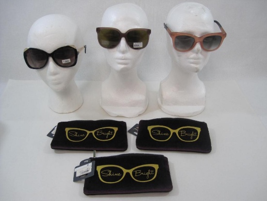 Sunglasses including Guess Brown Glasses with Gold Accent, Nina Ricci Rose and Black with Black