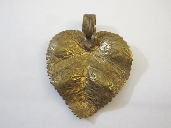 Vintage Brass Leaf Pendant/Pin, see pictures AS IS, 1 oz