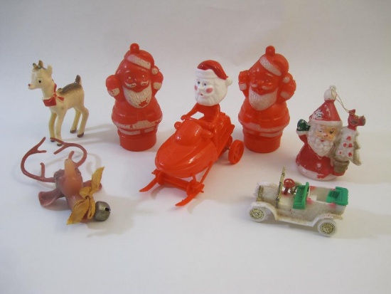 Assorted Vintage Plastic Christmas Decorations, 5 oz