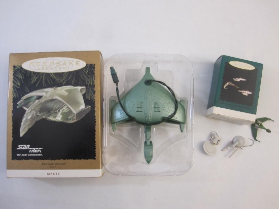 Two Star Trek Hallmark Keepsake Ornaments including The Ships of Star Trek Set of 3 Ornaments and