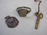 Three Jewelry Items including Sterling Silver Ring (1.8 g), Butterfly Pendant and Intercast