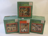 Complete Set of 4 Collectible Porcelain Christmas Houses, in original boxes, GB Retailers, 12 lbs