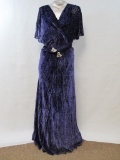 Vintage A-Line Purple 2-Part Dress with Belt, AS IS, measures approximately 30
