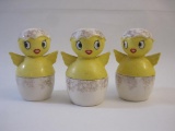 Three Holt Howard Japan Chick Salt and Pepper Shakers, see pictures AS IS, 14 oz