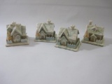 Set of 4 KSA Inc Christmas House Ornaments, 1 lb 3 oz