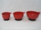 Three Rosti-Melamine Design Koen Dewinter Mixing Bowls with Stand Rings, Red