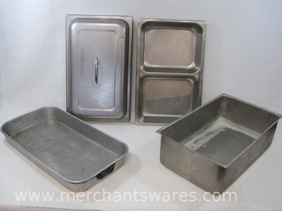 Restaurant Style Stainless Steel Steam Table Tray with Lid, plus Large Baking Pan