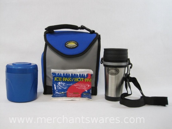 California Innovations Lunch Cooler Bag Set with Travel Cup and Thermos Bowl, New