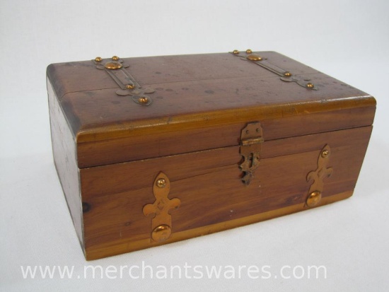 Wood Trinket Box with Assortment of Shoe Laces
