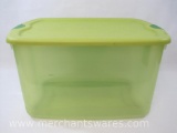 Sterilite 66 Quart Clear Lime Spritz Storage Container with Snap Lid