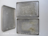Three Large Aluminum Baking Trays, 2 approx 18x26 inch, 1 Wear-Ever No. 4431, 19.5x21.5