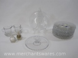 Vintage Imperial Candlewick Glass Sugar and Creamer Set, Salt and Pepper Shakers, Salad Plates and