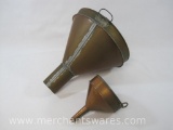 Two Copper Funnels