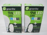 Two 4 Packs of Greenlite 9WLED Bulbs, 60W Equivalent, New in Box