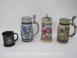 Sports Themed Steins, Gerz Calgary 1988 Olympic Winter Games, Avon Ceramarte Football and Baseball
