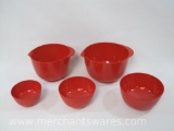 Five Rosti Mepal Service Denmark Mixing Bowls, Red