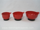 Three Rosti-Melamine Design Koen Dewinter Mixing Bowls with Stand Rings, Red
