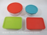 Four Pyrex Glass Storage Bowls with Lids