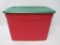 Sterilite 18 Gallon Red Storage Container with Green Lid