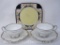 Two Hutschenreuther China Sylvia Pattern Cups and Saucers with Moriyama Square Plate