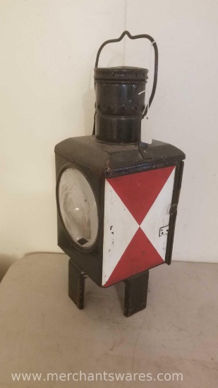Railroad Signal Shunt Lamp, German Train Lantern with Burner and glass lenses